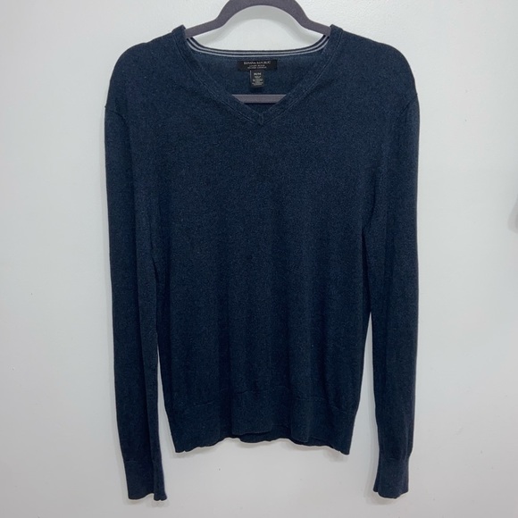 Banana Republic Men’s Cashmere Silk Luxury Blend Navy Blue V-Neck Sweater - Picture 1 of 5